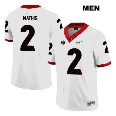 Men's Georgia Bulldogs NCAA #2 D'Wan Mathis Nike Stitched White Legend Authentic College Football Jersey LHQ0854OJ